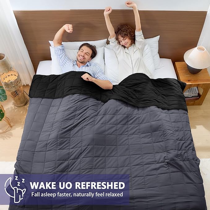 yescool Weighted Blanket for Adults (30 lbs, 88” x 104”, Grey& Black) Cooling Heavy Blanket for Sleeping Perfect for 290-310 lbs, King Size Breathable Blanket with Premium Glass Bead