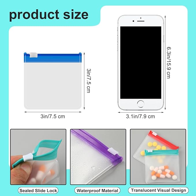 MARFOREVER 39 Pcs Pill Pouch Bags Set - Pill Bags Travel Pill Organizer Reusable Medicine Organizer Pills Storage Pouches Self Sealing 28 Pcs Plastic Medicine Bags 10 Sheets Labels and 1 Pc Marker