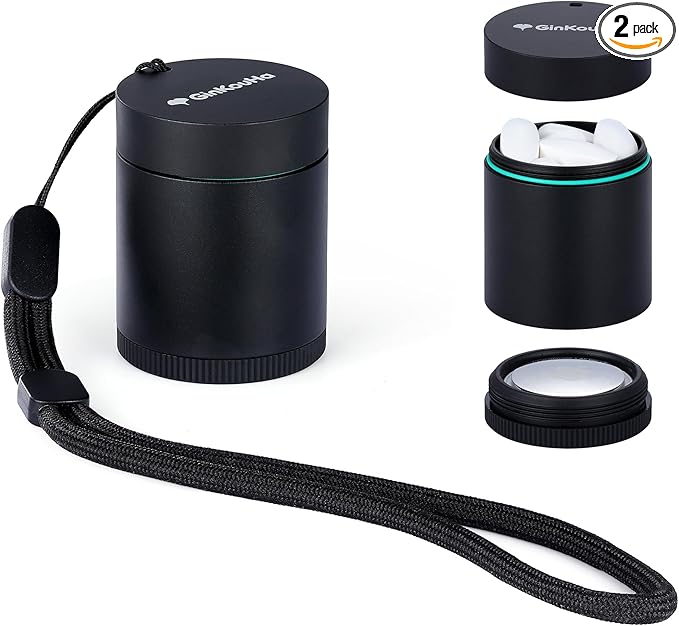 Pill Case Compatible with AirTag, Waterproof Aluminum Pill Box for Travel, Portable Single Day Pill Holder for Medicine Vitamin Fish Oil or Earplugs, Jewelry and Pill Storage (Black)