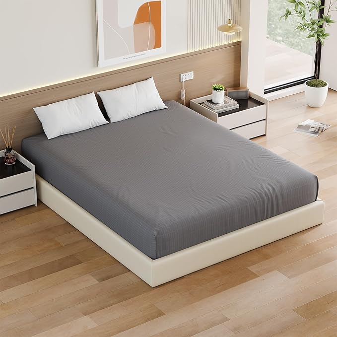 Grounding Fitted Sheets Queen Size, Grounding Sheets Queen with 10% Silver Fiber, 15'' Deep Pocket Grounded Fitted Bed Sheets for Better Sleep & Wellness, 60"x80"x15", Gray