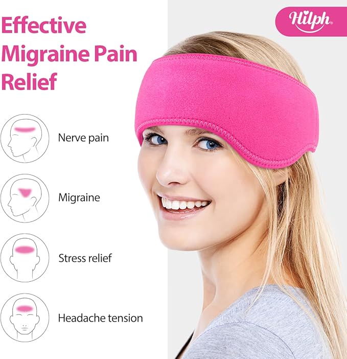 Hilph Headache Ice Pack Migraine Ice Head Wrap, Reusable Head Cold Pack Forehead Ice Pack for Migraine Relief, Headache Tension, Sinus Pain, Chemo, Stress Relief (Red)