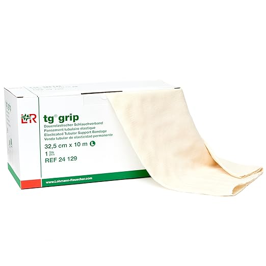 Lohmann&Rauscher 26377 Tg Grip Elasticated Tubular Compression Bandage for Light & Comfortable Support, Size L, 32.5cm x 10m
