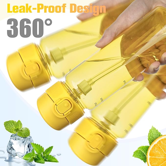 GOPPUS 17oz Kids Water Bottle for School -Straw, Leak-Proof Tritan Sports Bottle Time Marker Reusable for Girls Boys
