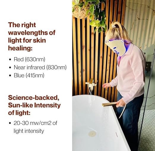 Fringe Red Face Mask, Both Red 660nm and Infrared 850nm for Rejuvenation & Blue 415nm for Blemishes, Beauty Mask, for Fine Lines and Wrinkles, 234 LED Lights