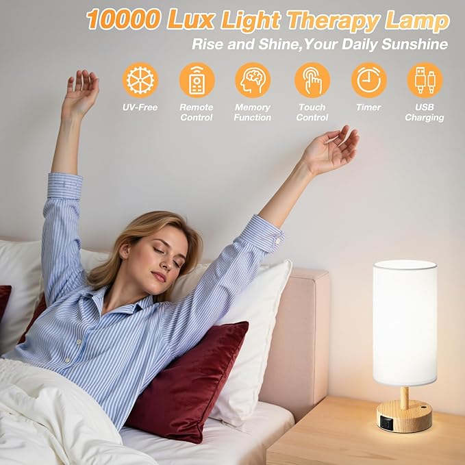 Dicoool Light Therapy Lamp 10000 Lux, Happy Light CRI>95 Sun Lamp with Remote, 3 Color Temperatures & Stepless Dimming, Sunlight Lamp for Seasonal Mood Boost, Bring Sunshine to Windowless Office