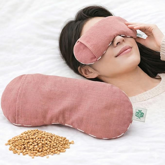 Microwavable Heated Eye Mask, Warm Compress for Eyes, Moist Heat Eye Compress for Dry Eyes | Eye Steam Mask, Hot Compress, Organic Grain, Reusable(Pink)