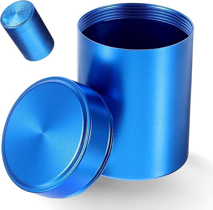 Portable Round Metal Pill Case, Aluminum Alloy Pill Holder, Waterproof Medicine Organizer for Travel, Outdoor, Vitamins, Fish Oils, Blue