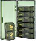 Weekly Pill Organizer 2 Times a Day (AM/PM), Large Capacity 7 Day Medication Organizer, BPA-Free Green Pill Box for Vitamins, Fish Oil & Supplements