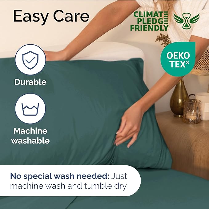 Twin Size 3 Piece Sheet Set - Extra Soft, Breathable & Cooling Sheets - Hotel Luxury Durable Bed Sheets for Women & Men - Deep Pockets, Easy-Fit & Wrinkle-Free Sheets - Dusty Teal Oeko-Tex Bed Sheets