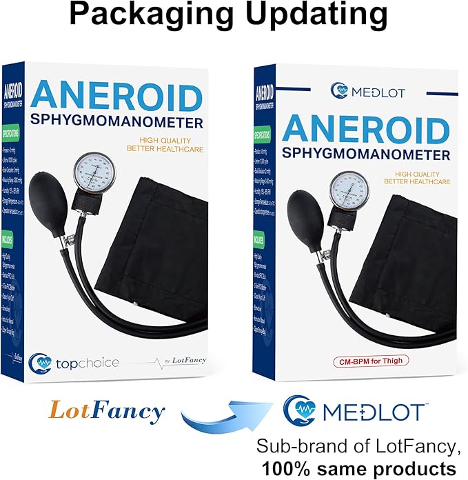 LotFancy XXL Blood Pressure Cuff Manual Adult, Professional Thigh BP Cuff 16"-26", Extra Large Adult Size Sphygmomanometer with Carrying Case and Zero Calibration for Home Use, Nursing Student, Doctor