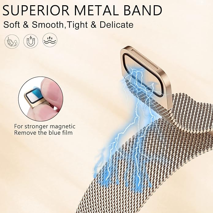 surundo Compatible with Fitbit Charge 6/Charge 5 Bands for Wmen Men, Metal Mesh Milanese Loop Adjustable Strap Replacement for Fitbit Charge 6/Charge 5 Advanced Fitness & Health Trackers