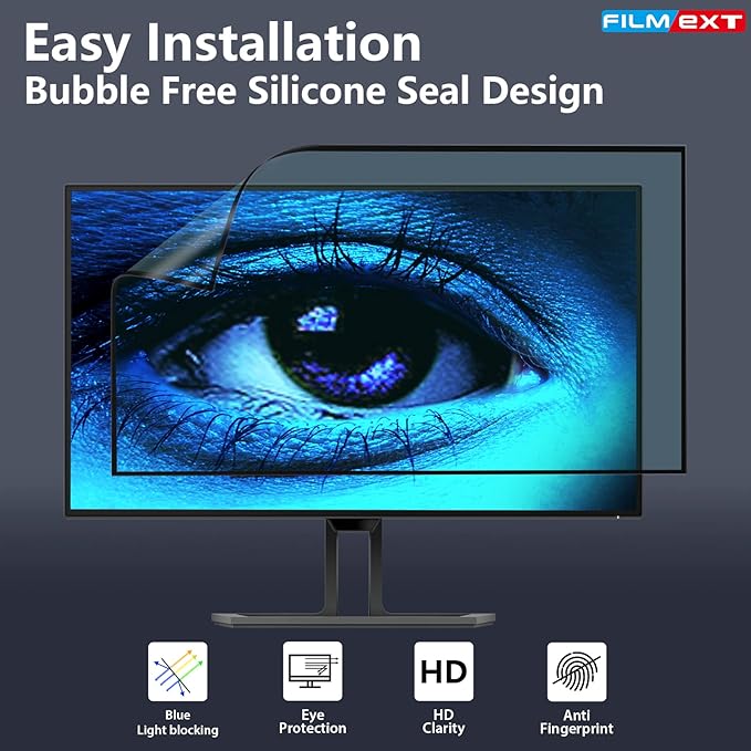 FILMEXT 2 Pack Removable 27 Inch Blue Light Screen Filter for Monitor 16:9 Frameless Monitor -Bubble Free High Clarity- Eye Protection Blue Light UV Blocking Protector for Thin Bezel Computer Monitor