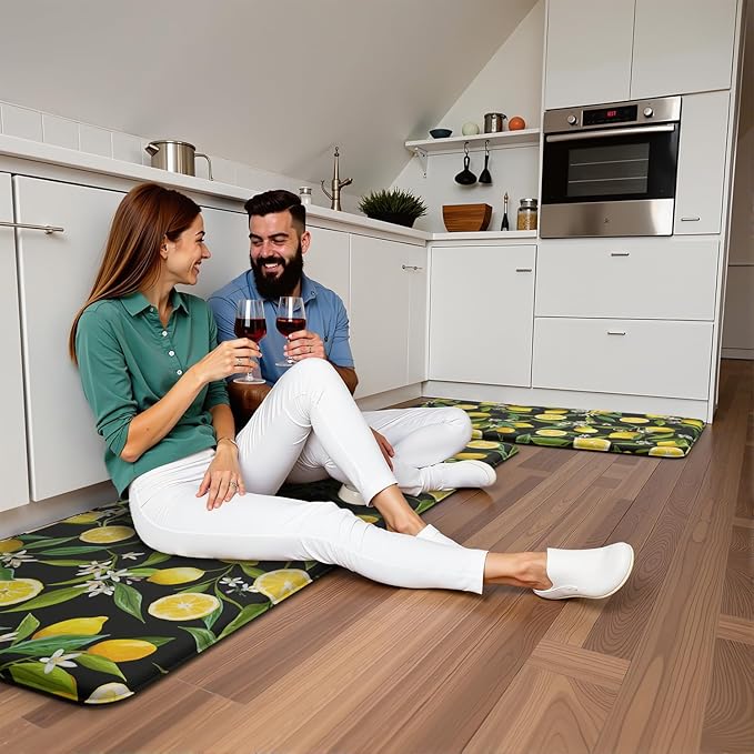 Kitchen Mats Lemon Kitchen mats for Floor Anti Fatigue Mats for Kitchen Floor Cushioned Non Slip Waterproof Standing Mat for Bedroom Office Sink Laundry