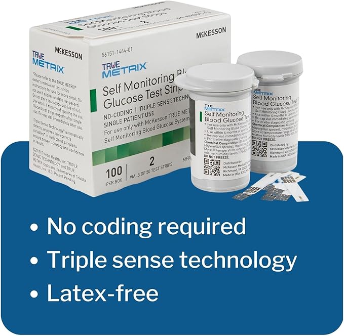 McKesson True METRIX Blood Glucose Test Strips for Diabetes [400 Strips] Self-Monitoring System