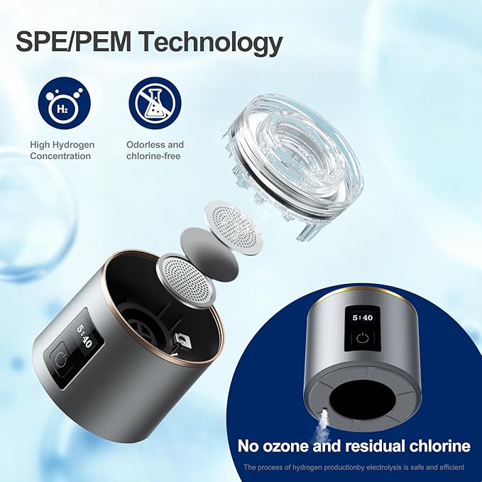 Hydrogen Water Bottle Generator 2024, PEM/SPE Electrolysis Hydrogen Water Technology, 4000+ PPB, LED Display, Hydrogen Water Ionizer Machine, Hydro Generator, Gifts for Men and Women