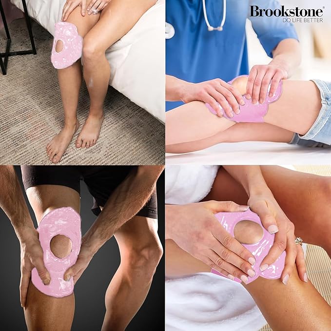 Brookstone Knee Ice Pack Wrap with Silica Beads - Hot and Cold Therapy - Fast Acting Pack for Pain Relief - Reusable Knee Ice Pack for Swelling, Injuries, and Post-Surgery Recovery