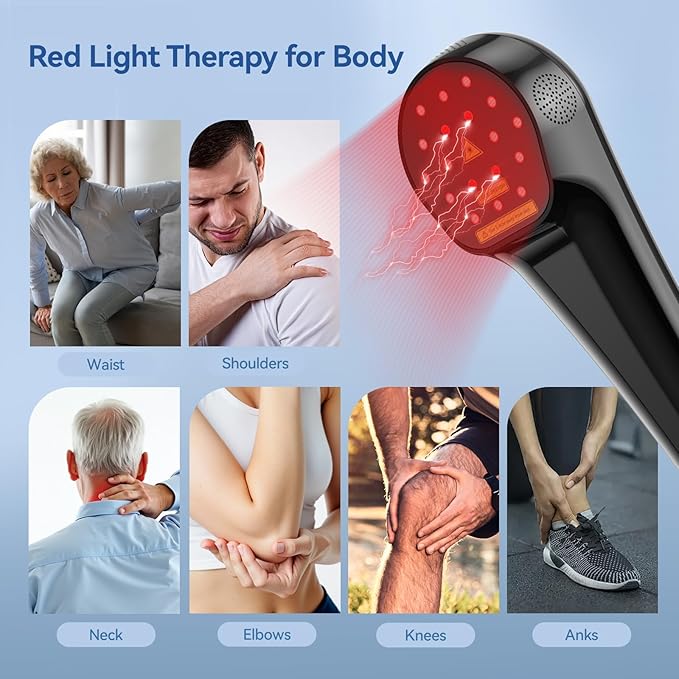 Handheld Red Light Therapy Device with Stand, Near Infrared Light Therapy Device with Pulse Mode, Cold Therapy Device for Joints and Muscle Pain (4 * 808nm + 14 * 650nm）