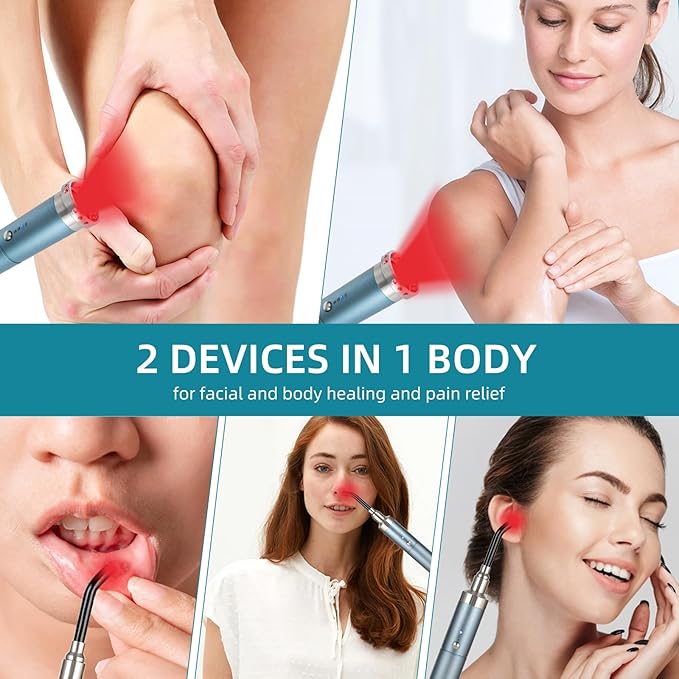 8-LED Handheld Red Light Therapy Wand for Face & Body, 5200mAh Portable Near Infrared Light Device for Cold Sore & Joint Pain Relief, 10Hz Pulse, 460/660/850/940nm Multi-Wave Torch