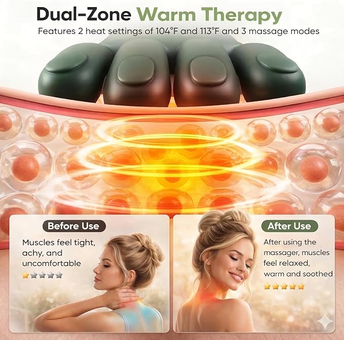 Neck and Shoulder Massager for Pain Relief Deep Tissue, Bionic Electric Back Massage Tools, Cordless Trap Massager, Gift Choice