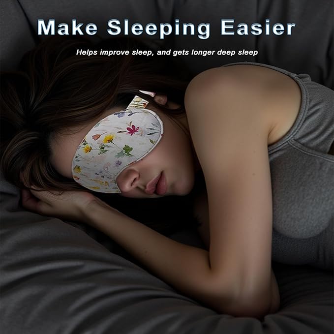 Sleep Mask Linen Eye Mask with Elastic Band,Comfort Sleeping Shade for Nighttime Sleeping, Traveling & Napping,Side Sleeper Eye Cover Cooling with Travel Bag Gift Package(Sky Blue)