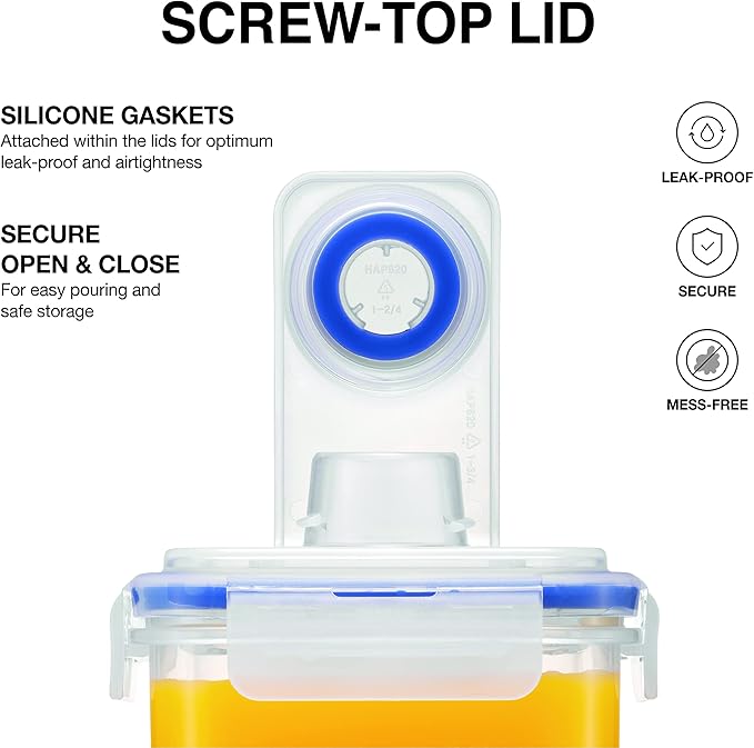 LocknLock Aqua Fridge Door Water Jug with Handle BPA Free Plastic Pitcher with Screw Top Lid Perfect for Making Teas and Juices, 1 Gallon, Clear