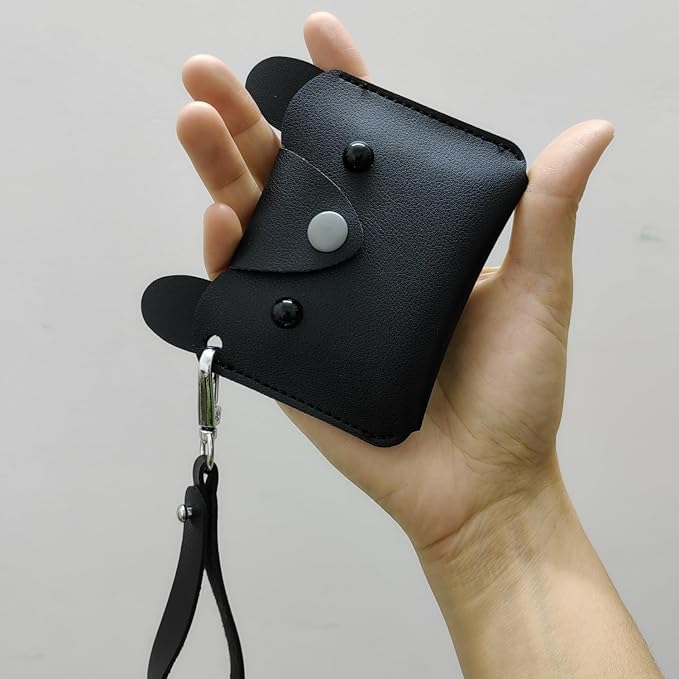 Birth Control Pill Case/Wallet PU Leather Medicine Holder Cat (Black)