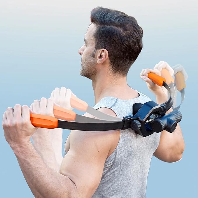 Massage Buddy Back Relief Bundle - Massage Gun Included for Hard -to-Reach Muscle Pain, Shoulders, Lower Back and Neck Massager