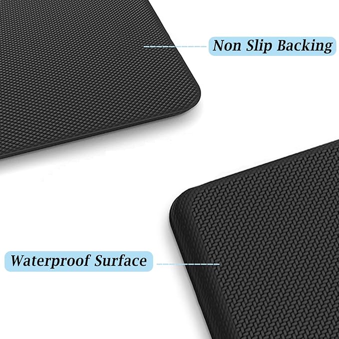 Artnice Anti Fatigue Kitchen Floor Mat, 3/4 Inch Thick Waterproof Comfort Standing Desk Mat, Ergonomic Multi-Purpose Cushioned Rugs for Home, Sink, Office, Laundry(20" x 71",Black)