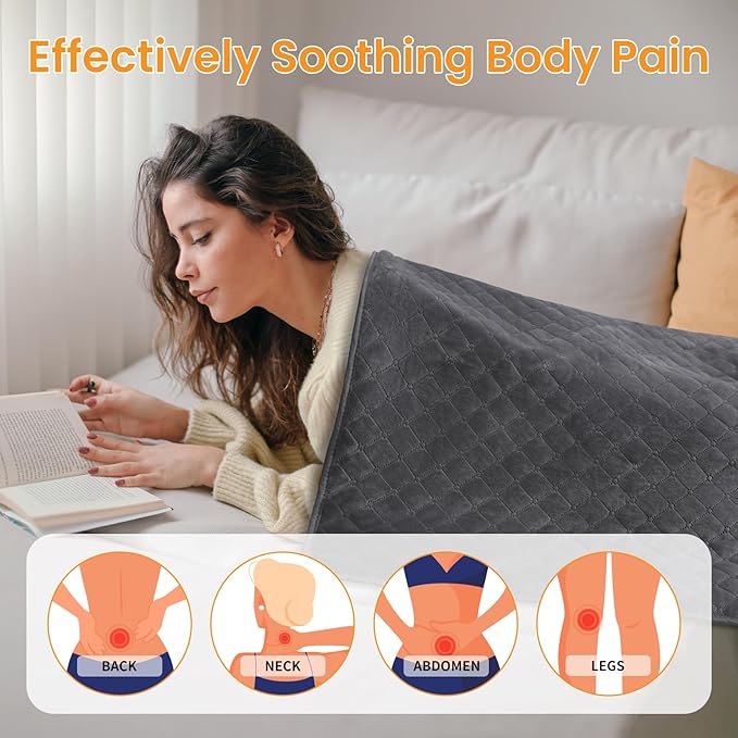 Electric Heating Pad for Back - 32"x24" King Size Heating Pad for Neck Shoulder Legs Knee Feet & Period Cramps, Auto Shut Off, 6 Heat Settings, Moist Heat Options, Machine Washable, Gifts for Women