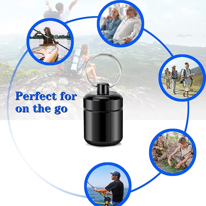 Pill Holder Keychain Container,Portable Aluminium Alloy Waterproof Pill Boxes for Purse Pocket,Small Pill Cases for Outdoor Travel Camping Daily Use-3PCS