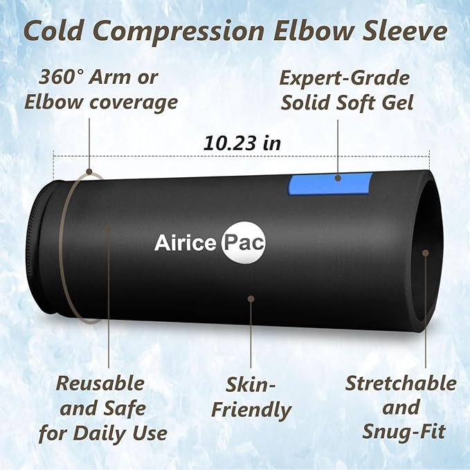 Elbow Ice Pack Wrap, Tennis Golfers Sleeve For Arm and Calf Injuries Reusable, Cold Compression for Pain Relief