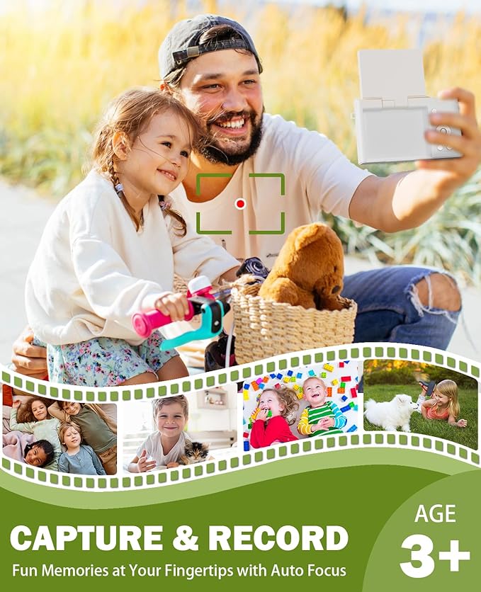 Kids Digital Camera 64MP 1080P 2.4" Flip Screen 32GB SD Card Camera for Kids Girls Toys 3-12 Year Old Girl Gifts