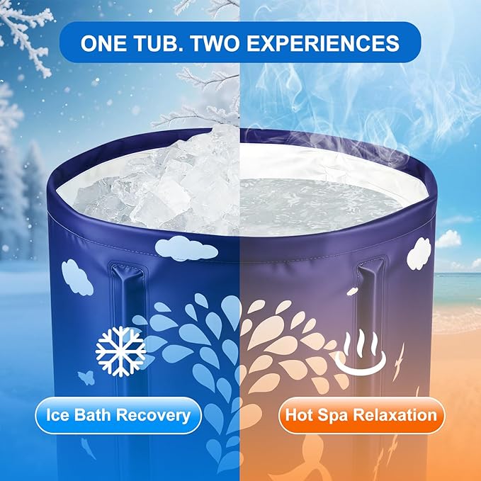 STARBRILLIANT Portable Foldable Bathtub, Collapsible Adult Travel Bath Tub for Camping, Home & Spa, Space-Saving Storage, Durable PVC Material (Whale, 27inch)