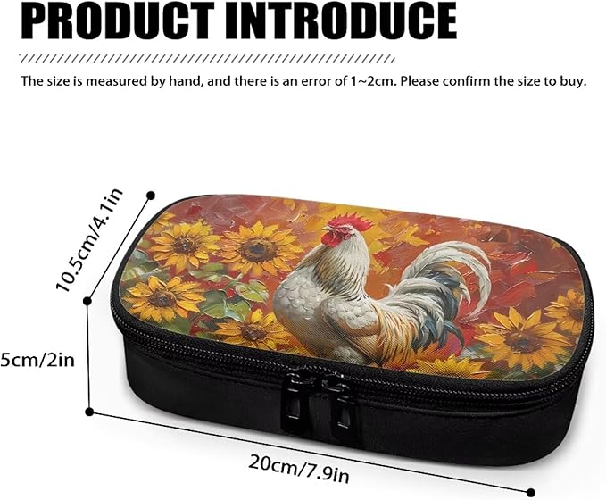 Rooster Sunflower Diabetic Insulated Organizer for Diabetic Testing Kit Large Capacity Insulin Medication Storage Bag for Insulin Pens Glucose Meters Test Strips Medication