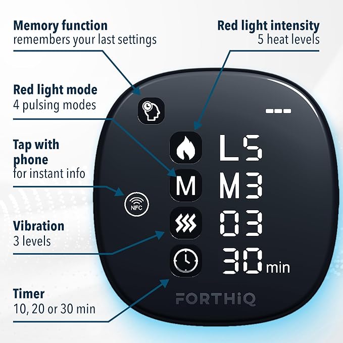 FORTHiQ RED+ Knee Massager with Heat and Red Light Therapy for Pain Relief, Knee Brace with 2 Wavelengths, 3 Massage & 4 Pulsing Modes, 5 Heat Levels, 52 Lights, FSA-HSA Eligible, 2 Pieces