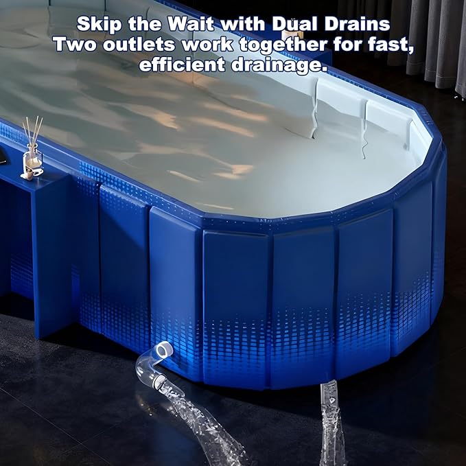 Portable Bathtub for Adult 59" Large Collapsible Cold Plunge Bathtub Foldable No Installation Ice Bath Tub for Shower Stall, Bathroom Hot SPA Soaking Standing Tub