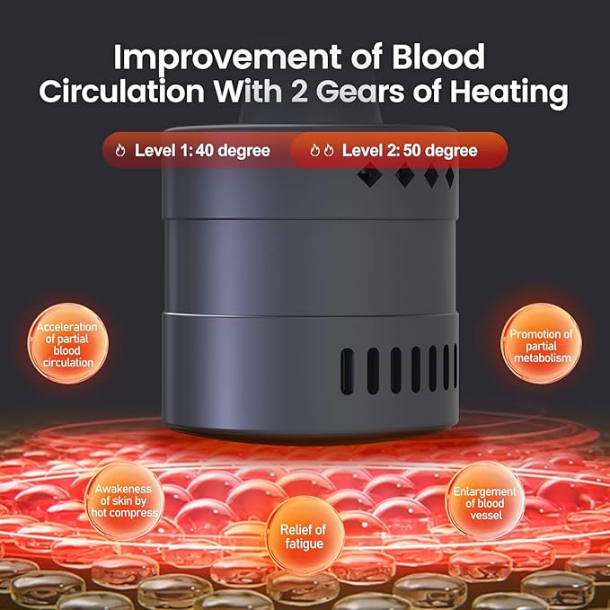 Adventurers Massage Gun Head with 𝐇𝐞𝐚𝐭 𝐚𝐧𝐝 𝐂𝐨𝐨𝐥,Rechargeable Heated Massager Gun Head,Accelerating Blood Circulation,Pain Relief, Deep Tissue Massage Gun Accessories