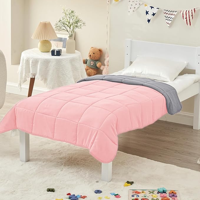 yescool Weighted Blanket (3 lbs, 36" x 48", Pink Grey) Cooling Heavy Blanket for Sleeping Perfect for 20-40 lbs, Breathable Blanket with Premium Glass Bead, Machine Washable