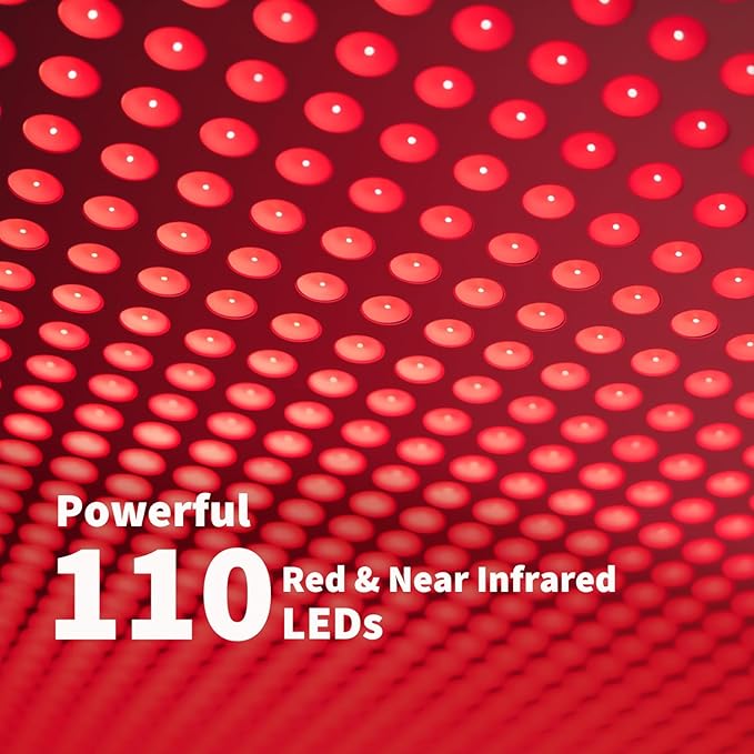 Red Light Therapy Lamp, 110 Tri-Chip LEDs, Foldable Portable Table Lamp, 660nm Red & 850nm Near Infrared (NIR), Timer, 110-240V, Face & Body