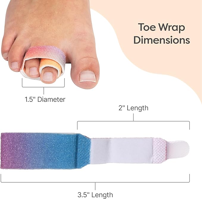 ZenToes Hammer Toe Corrector for Women & Men - Reusable Fabric Buddy Wraps for Broken Toes - Cushioned Toe Splint for Protection & Recovery & Hammertoe Straightener - 4 Count (OSFM, Rainbow)