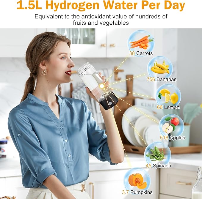 Upgrade Hydrogen Water Bottle, Hydrogen Water Generator with Advanced SPE PEM Tech, High-Efficiency Portable 420ml Water Ionizer 14OZ Hydro Water Machine for Office,Travel,Fitness & Everyday Hydration