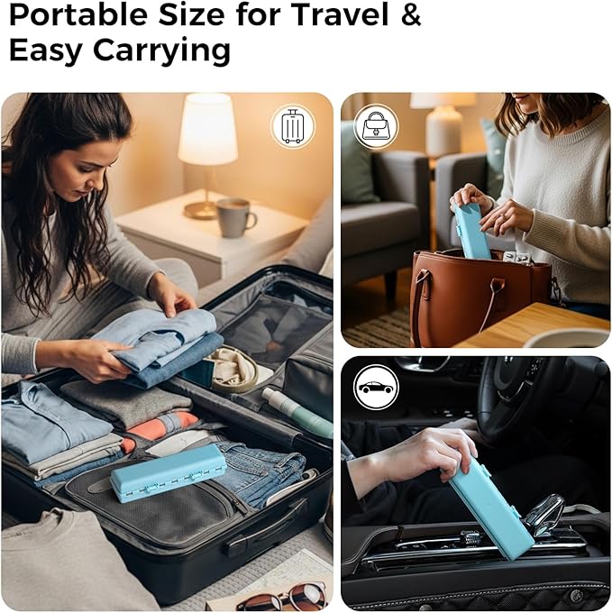 Foldable Pill Organizer Weekly 2 Times a Day, 7 Day Portable AM PM Travel Pill Case with Black&White Labels, Dual-Protection Daily Medicine Box, Large Pill Container for Vitamin/Supplement-Blue
