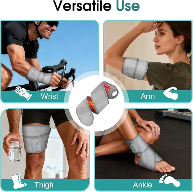 Cordless Wrist Heating Pad, Heated Wrist Brace Wrist Massager Wrap for Arthritis, Rechargeable Heated Hand Heating Pad Massage for Carpal Tunnel & Office Pain Relief (Light Grey)
