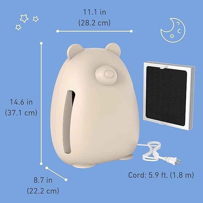 Pure Enrichment PureBaby Kids Bear Air True HEPA Air Purifier - 4 Stage Air Filtration, UV-C Light, & Night Light for Medium-Large Rooms - Baby Nurseries, Kid Bedrooms (Sweet Oat)