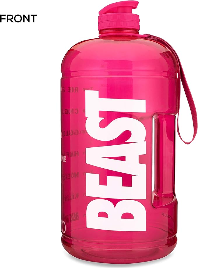Hydra Cup Pink 64 oz Half Gallon Water Jug, Motivational Water Bottle with Straw & Time Markers, BPA Free
