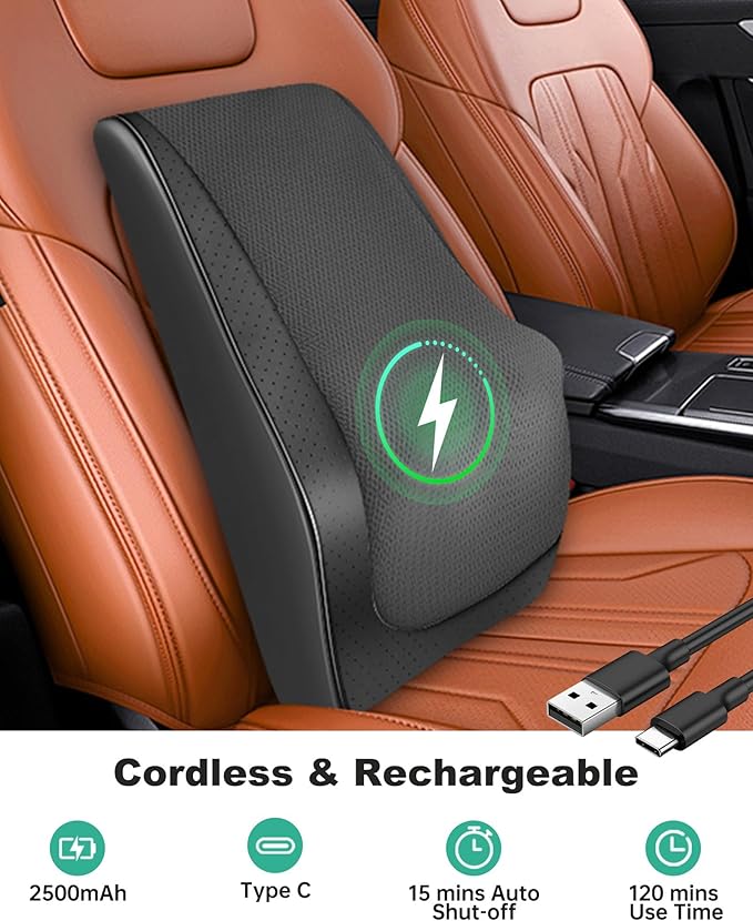 Snailax Cordless Shiatsu Neck Massager with Heat & Vibration, Back Neck Shoulder Massager for Pain Relief Deep Tissue, 4D Kneading Back Massage Pillow, Rechargeable Portable Massage