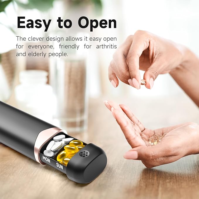 Weekly Pill Organizer, 7 Day Pill Box, Cute Pill Case for Travel, Daily Pill Dispenser Holder Container for Medicines Vitamin Finish Oil