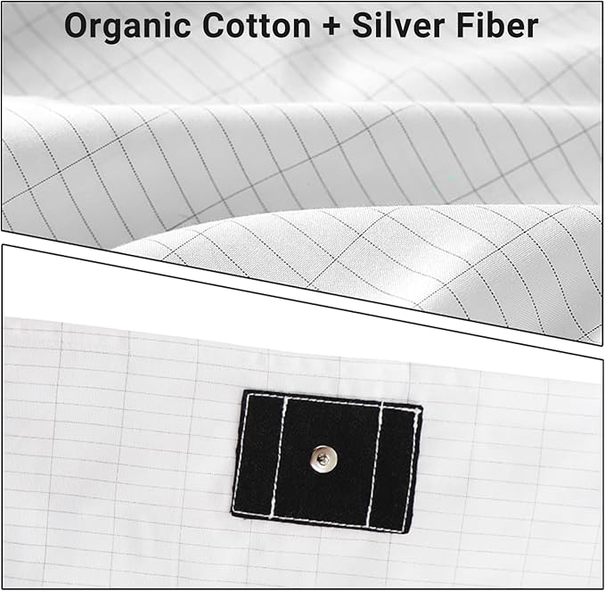 Grounding Sheets King Size for Better Sleep - Premium Cotton + Silver Fiber Earth Connect Grounding Flat Sheet for Bed, Stress Relief (White,King, 76x80in)