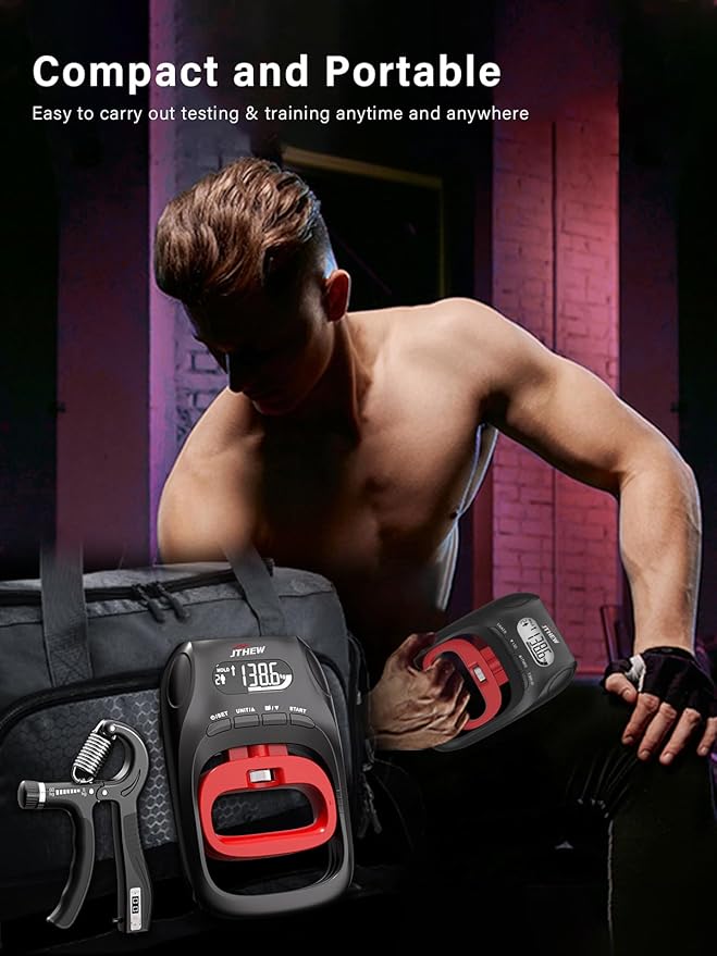 Grip Strength Tester Trainer - Electronic Hand Dynamometer of 400lbs/180kg & Grip strengthener with Adjustable Resistance for Sport