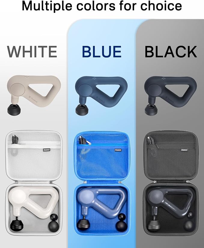 RAIACE Massage Gun Case, Hard Travel Storage Case Compatible with TheraGun Relief Percussion Massage Gun Device, Carrying Bag with Mesh Pocket for Cables and Other Accessories. (Case Only) - Blue